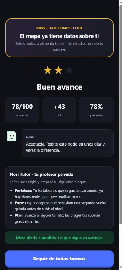 Resultado de simulacro con diagnóstico personalizado